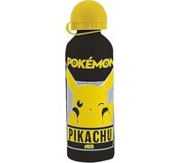 Pokemon Kids Water Bottle | Black Aluminium Sports Bottle for School & Nursery | Leak-Proof, BPA-Free, Lightweight 21cm Drinking Bottle for Boys & Girls