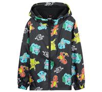 Pokemon Kids Waterproof Jacket - Fleece Lined Rain Coat - Pikachu Merchandise - 4-14 Years Kids Teenagers (Black Aop, 9-10 Years)