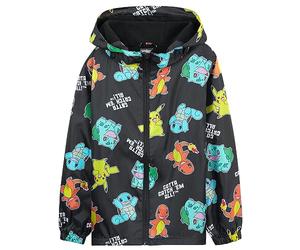 Pokemon Kids Waterproof Jacket - Fleece Lined Rain Coat - Pikachu Merchandise - 4-14 Years Kids Teenagers (Black Aop, 11-12 Years)