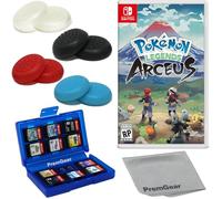 Pokémon Legends: Arceus for Nintendo Switch (US Version), with PremGear Thumb Grips (8 pack - Black, Blue, Red & Clear), 24 Slot Game Card Holder & Cleaning Cloth