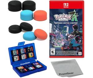 Pokémon Legends: Z-A for Nintendo Switch 2 Edition (US Version), with PremGear Thumb Grips (8 pack, 3 colors, 2 Heights - 3mm, 7mm), 24 Slot Game Card Holder & Cleaning Cloth