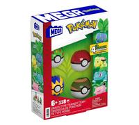 MEGA Pokémon Building Toys Set Grass-Type Trainer Team with 118 Pieces, 4 Poseab