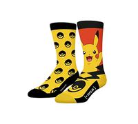 Pokemon Men's Cotton Socks, 1 Pair of Novelty Socks for Men Pikachu, High and Soft, Yellow, 39-42