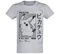 Pokemon Men's Maglietta Shirt, Grey, XL