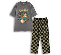 Vanilla Underground Pokemon Mens Multicoloured Pikachu & Charizard Short Sleeve Long Leg Pyjama Set (Xx-Large)