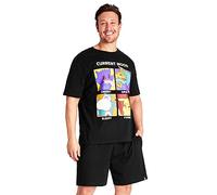 Pokemon Mens Pyjamas Set Short PJs Pikachu Lounge Set Comfy Sleepwear Breathable Soft Nightwear Anime Gifts for Men (M, Black)
