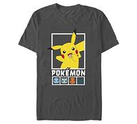 Pokemon Men's Squares Team T-Shirt, Charcoal, Medium