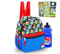 Pokemon Mini Backpack Set - Bundle with 12" Pikachu Backpack, Water Bottle, Stickers, Bookmark, More | Pokemon School Bag for Kids, Boys, Girls