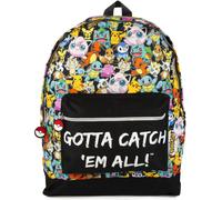 Pokemon Multi Character Print & Gotta Catch Em All Backpack | Unisex in Black Pokemon Black One Size