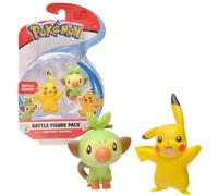 Pokemon New Sword and Shield Battle Action Figure 2 Pack - Pikachu and Grookey 2-Inch Figures