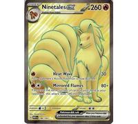 Pokemon - Ninetales ex 186/165-151 Mew Scarlet and Violet - Full Art Rare + That Chunky Yellow Mouse Protective Pouch