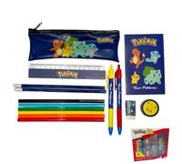 Pokémon Official Stationery Set - Pencil Case, Notebook, 5 Colouring Pencils, 2 HB Pencils, 2 Ballpoint Pens, Eraser, Sharpener & 15 cm Ruler - School Supplies Gift Set for Kids