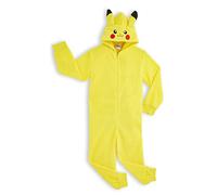 Pokemon Onesie for Boys & Teens, Soft Fleece Hooded Pikachu Onesie Pyjama, Warm Hooded Loungewear Sleepsuit, Gifts for Him (7-8 Years, Yellow Pikachu)