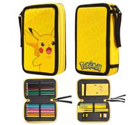 Pokémon Pencil Case for Kids Teen Filled with Anime School Supplies Stationery Set Pikachu Pen Case Multiple Compartments Drawing Writing Colouring Set (Pikachu)