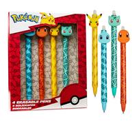 Pokemon Pens Set of 4 Erasable Pens Pikachu School Supplies Stationery Set Ballpoint Pens with Blue Ink Anime Gifts for Kids