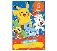 Danilo Promotions Official Pokemon Birthday Card, Sticker Sheet Included to Personalise Name and Age,Multi,210 x 290 mm