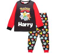 Pokemon - Personalised Long Sleeve Pyjamas - 100% Cotton, Soft & Warm Winter PJs for Boys & Girls - Pikachu Design 5-12 Years Black/Yellow