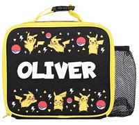 Pokémon Personalised Pikachu Lunch Bag - Kids' School Lunch Bag, Black/Yellow