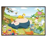 Pokemon Picnic Day Maxi Poster - Black Gloss Framed - Framed Poster Print, Wall Decor/Art, Home Gift Idea, For Living Room, Bedroom, Home or Office Display