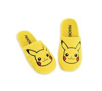 Pokemon Pikachu Adults Slippers | Unisex Pikachu Character Graphic Indoor Mules for Adults in Yellow | Pocket Monster Fur Slip On House Shoes | Classic Game TV Series Bedroom Footwear Merchandise Gift