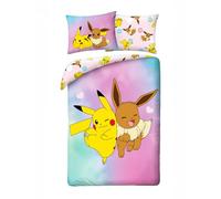 POKEMON PIKACHU and EEVEE - Duvet Cover Set 140 x 200 cm + Pillowcase 70 x 90 cm - Reversible - 100% Polyester - Multicoloured