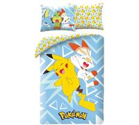 POKEMON PIKACHU and SCORBUNNY - Duvet Cover 140 x 200 cm + Pillowcase 70 x 90 cm - Reversible - 100% Polyester - Multicoloured