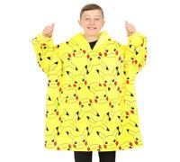 Pokemon Pikachu Boys Girls Fully Lined Luxury Fleece Hoodie, Oversized Fleece Blanket Hoody 7-13 Years Yellow