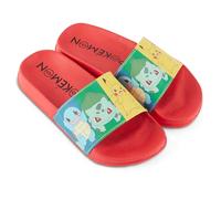 Pokemon Pikachu Children's Pikachu Sandals Pikachu, Ash, Charmander, Squirtle and Bulbasaur, Red Excursion Plain Getaway Solids, 13 Big Kid