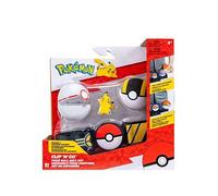 Pokémon Pikachu Clip ‘N’ Go Belt Set - 2-Inch Pikachu Battle Figure with Premier Ball, Ultra Ball, and Electric-Type Themed Belt