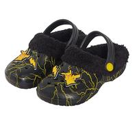 Pokemon Pikachu Clogs Borg Fur Fleece Lined with Charms 13 UK Child Black