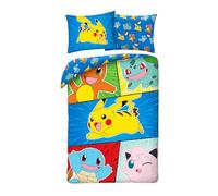 Pokémon Pikachu & Friends Single Duvet Cover 140x200 + Pillowcase 70x90 | Reversible bedding | Natural cotton breathable Oeko-Tex | Official Pokémon licence | Age 4-12 | Gift idea | Machine washable