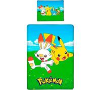 Pokemon Pikachu & Friends Single Duvet Cover Set - 100% Cotton Bedding Duvet with Pillow Case - Reversible Duvet Set for Kids - Comfortable & Breathable - Cute Design