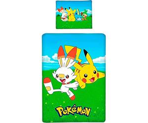 Pokemon Pikachu & Friends Single Duvet Cover Set - 100% Cotton Bedding Duvet with Pillow Case - Reversible Duvet Set for Kids - Comfortable & Breathable - Cute Design
