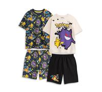 Pokémon Pikachu Gengar Charizard Boys Multi-Coloured Multi-Pack of 2 Short Sleeve Short Leg Pyjama Set | Graphic Print Sleepwear | Kids Cartoon Nightwear Merch - 13-14 Years