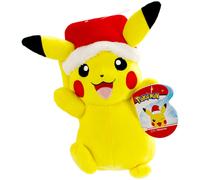 Pokemon Pikachu Holiday Seasonal Plush, 8-Inch Plush Toy, Includes Santa Hat Accessory - Super Soft Plush, Authentic Details - Perfect for Playing, Di