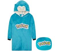 Pokemon Pikachu Hoodie Blanket for Kids Teenagers, Fleece Wearable Blanket Gengar Charizard Psyduck Scorbunny, Warm Oversized Hoodie, Anime Gifts (Blue Snorlax Cushion)
