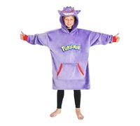 Pokemon Pikachu Hoodie Blanket for Kids Teenagers, Fleece Wearable Blanket Gengar Charizard Psyduck Scorbunny, Warm Oversized Hoodie, Anime Gifts (Purple Gengar)