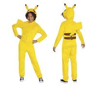 Pokémon Pikachu Jumpsuit Fancy Dress for Kids, Officially Licensed by Disguise, Soft Fabric, Includes Hood with Dimensional Ears and Pikachu Tail, Perfect for Halloween or Carnival