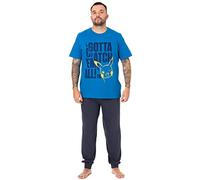 Pokemon Pikachu Mens Pyjamas | Adults Blue Loungewer Pants and T-Shirt Gaming PJ Set | Gotta Catch Em All Short Sleeve Tee Long Leg Bottoms Pajama Bundle | Cartoon Nightwear Merchandise Gift for Him
