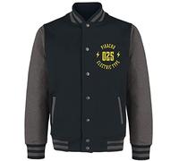 Pokémon Pikachu Men's Varsity Jacket Heather Black/Grey L 50% Cotton, 50% Polyester