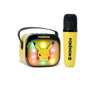 Pokemon Pikachu Mini LED Wireless Karaoke Speaker with Bluetooth Microphone, Yellow, Colour-Changing Lights