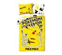POKEMON Pikachu PIKA-PIKA - Duvet Cover 140 x 200 cm + Pillowcase 70 x 90 cm - Reversible - 100% Polyester - Yellow