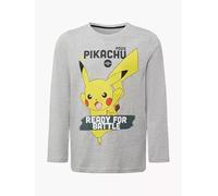 Pokemon Pikachu Ready for Battle Long Sleeve T-Shirt, Grey, #025 Character Print (UK, Alpha, 7 Years, 8 Years, Grey)