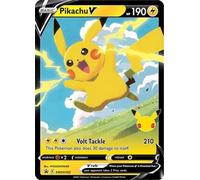 Pokemon Pikachu V SWSH143 Promo Sword & Shield/Sword & Shield Celebrations 25th Anniversary + Extra Protection (Toploader) English 2021 Card E