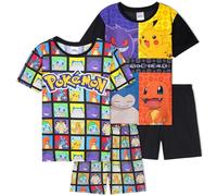 Pokemon PJs Boys 2 Pack Pyjamas Set Anime Short Kids Teens Pikachu Lounge Sets Nightwear Sleepwear Boys Gifts (7-8 Years, Multi)