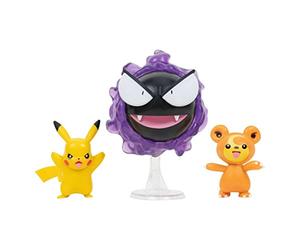 Pokémon PKW2347 Battle Figure Set Teddiursa, Pikachu, Nebulak, Official Movable Figures, 5 cm Teddiursa and Pikachu, 7.5 cm Nebulak