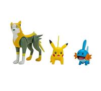 Pokemon PKW2676 3 Pack-Features 2 Mudkip Age 4+, Pikachu & 3-Inch Boltund Battle Figures-Authentic Details
