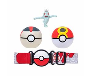 Pokemon PKW2717 Clip 'N' GO Belt Set-Includes 2-Inch Machop Battle Figure with Repeat Timer Ball Accessories, Multi