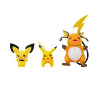 PKW2778 Select 3 Pack-Features Pichu and Pikachu and 3-Inch Raichu Battle Figures, Pokemon-Evolution Multipack-Style 2