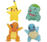 Pokemon PKW2798 Battle 4 Pack-Translucent Figures Features 3-Inch Pikachu, Charmander, Bulbasaur, Squirtle-Authentic Details, Silver, black